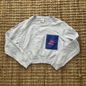 Nike Sportswear Cropped Fleece Crewneck Sweatshirt Pocket Logo Women's S